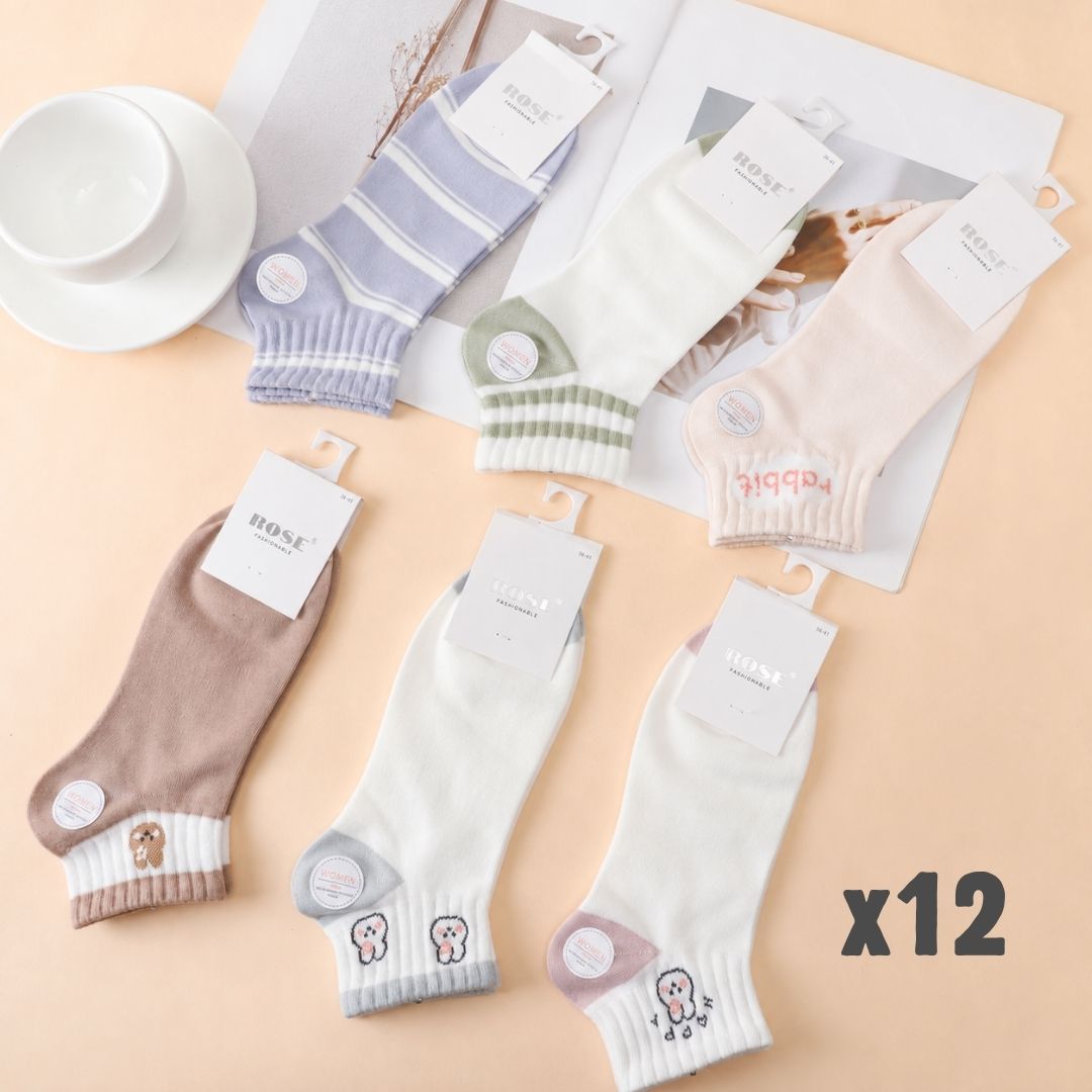 (PACKx12) Medias Tobilleras Casual para Mujer - MM-512